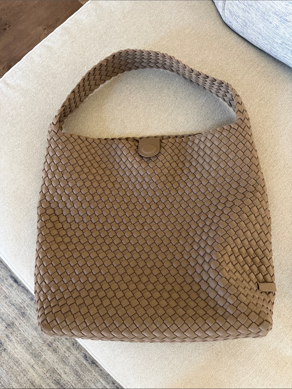 Woven Leather Shoulder Bag in Brown